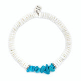Puka Shell Turquoise Chip White - Pura Vida Front View