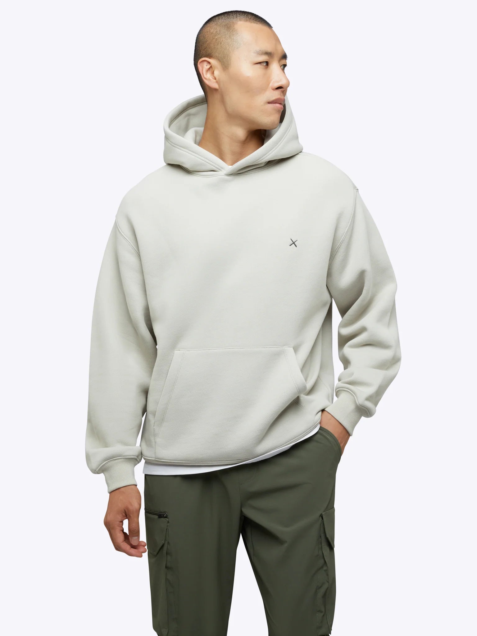 Mens Divine Fleece Hoodie in the color parchment from the brand, CUTS.