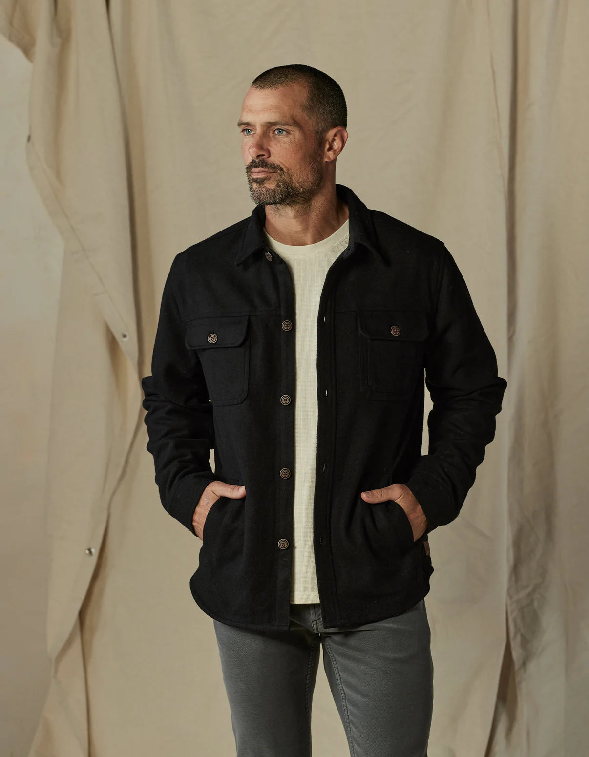 Brightside Flannel Lined Workwear Jacket in Black from The Normal Brand.