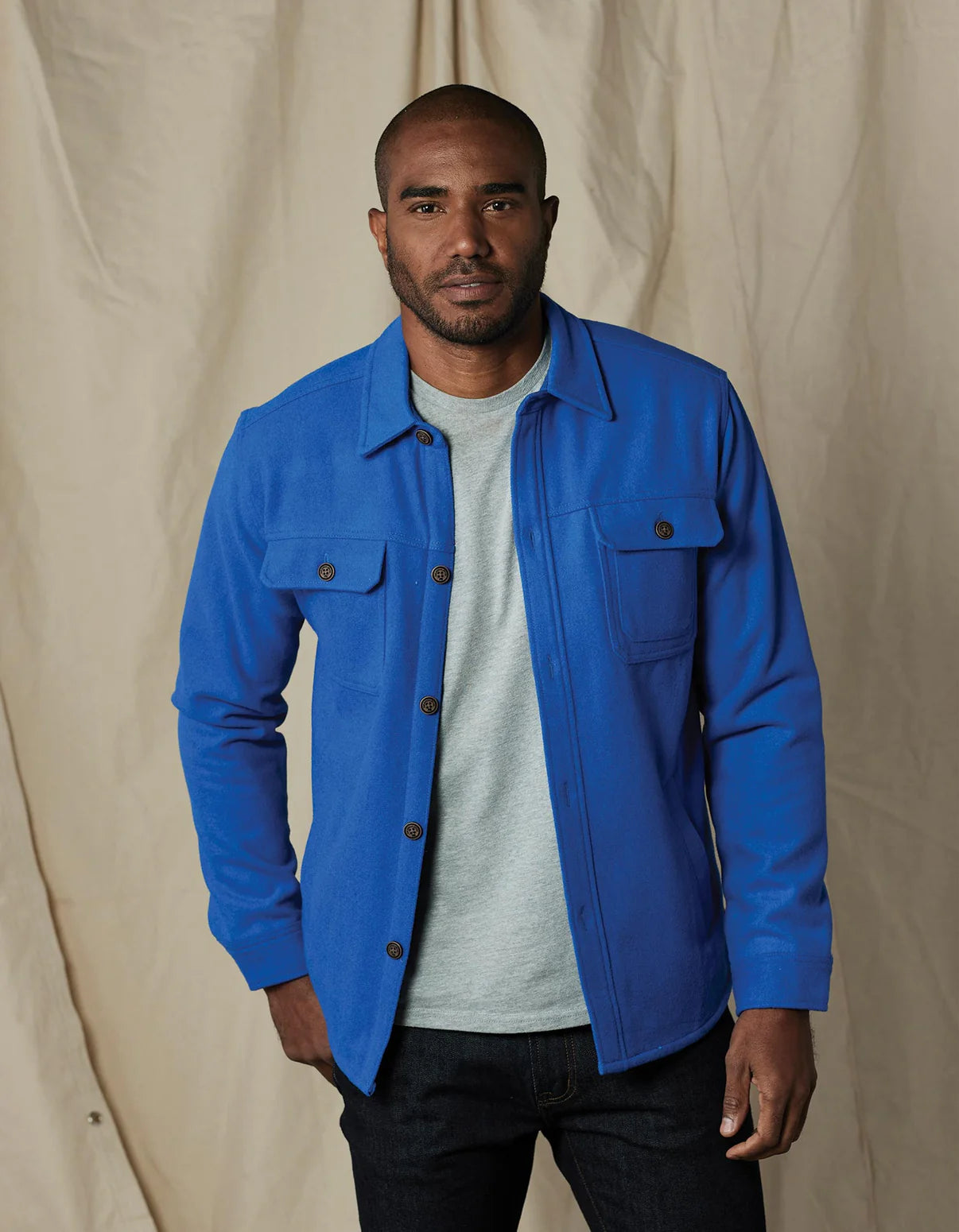 Brightside Flannel Lined Workwear Jacket in Cobalt from The Normal Brand.