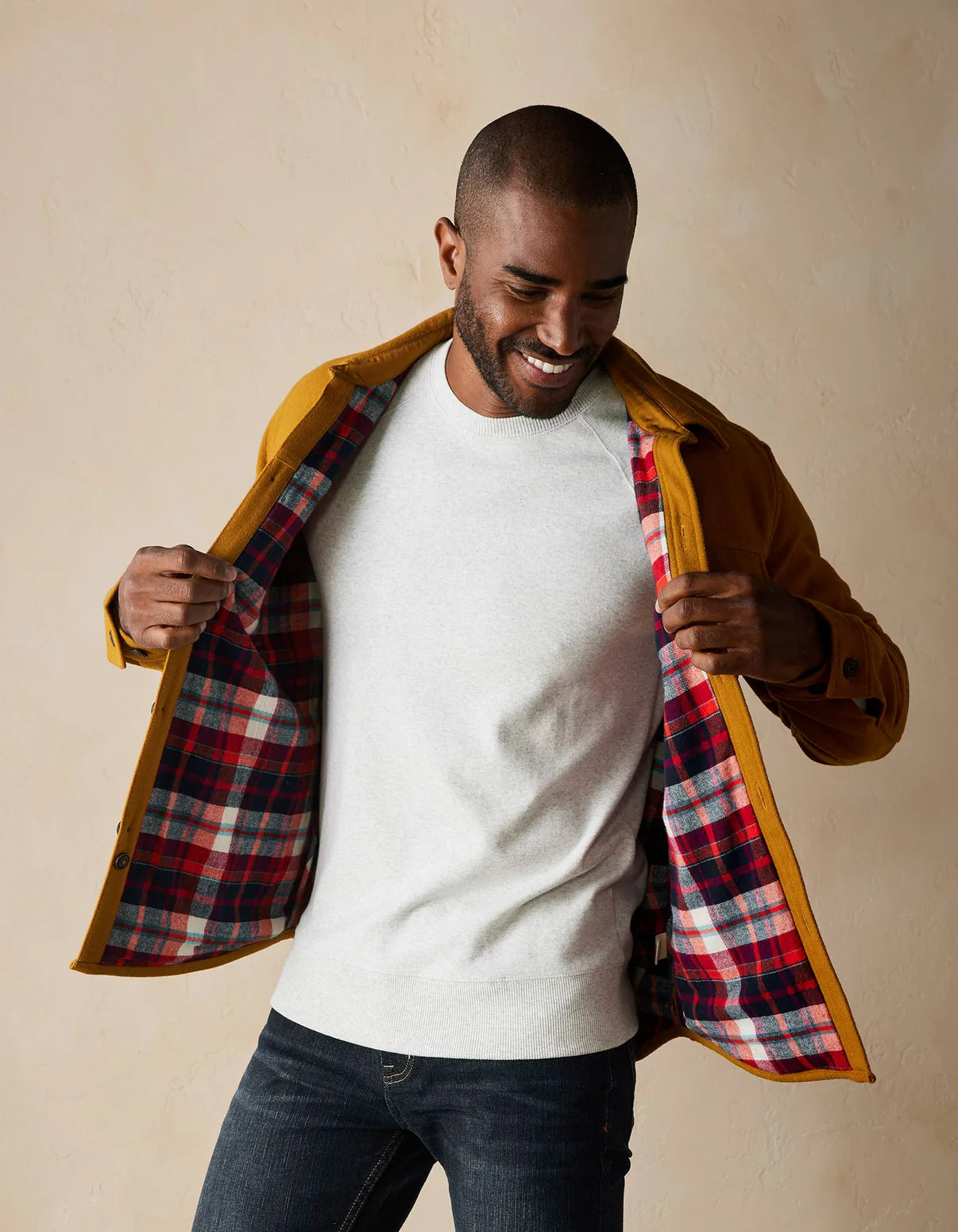 Brightside Flannel Lined Workwear Jacket in Gold from The Normal Brand.