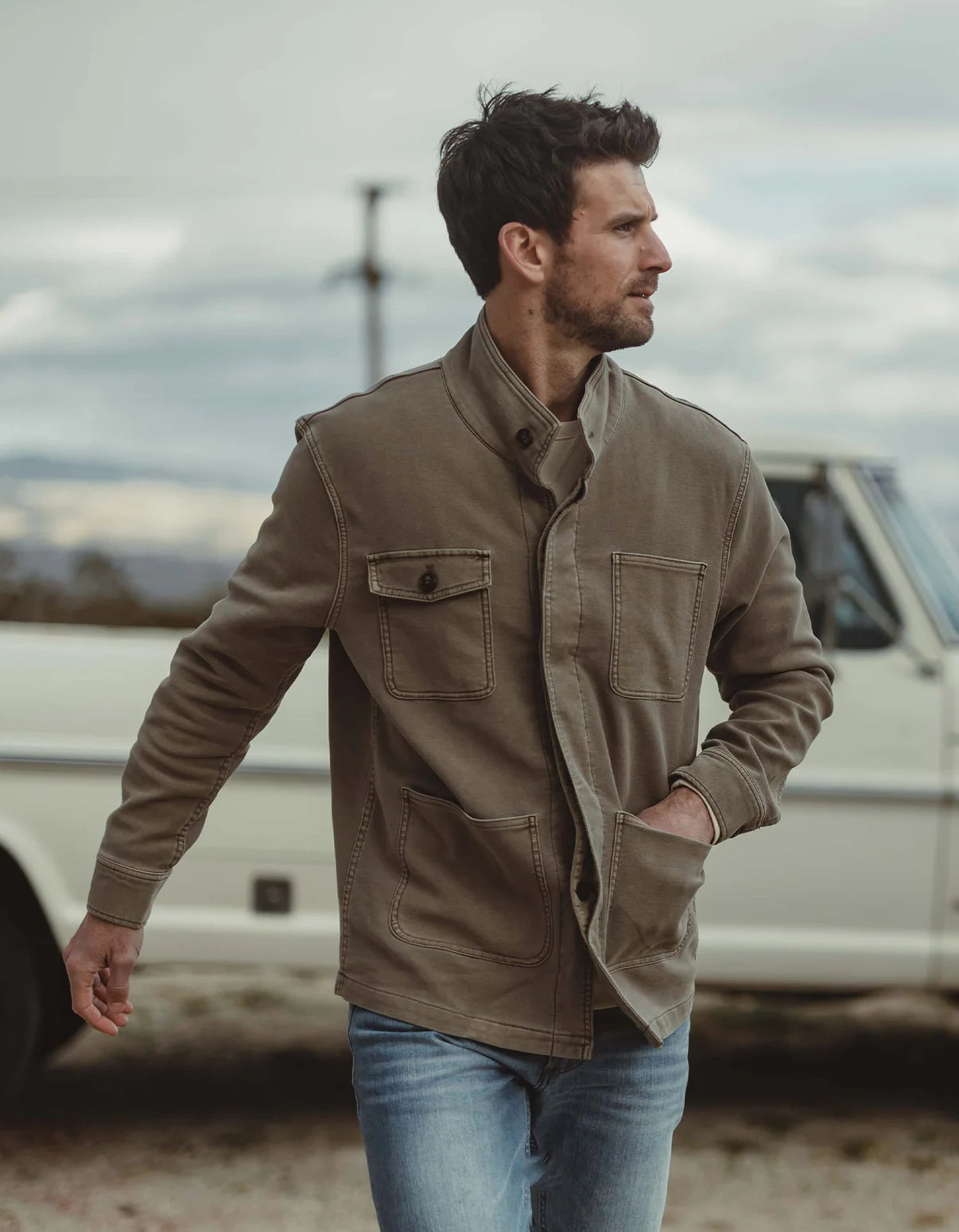 Comfort Terry Chore Coat in Taupe from The Normal Brand.