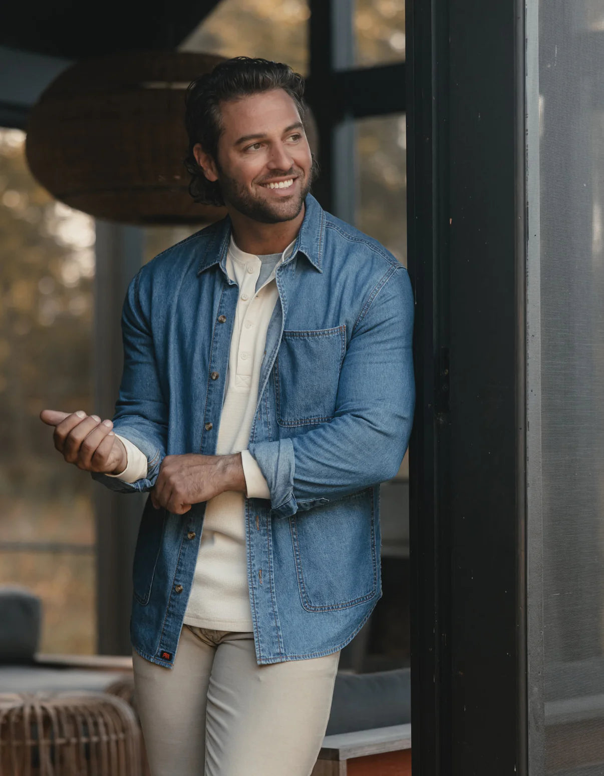 Lightweight Denim Overshirt in Medium Wash from The Normal Brand.