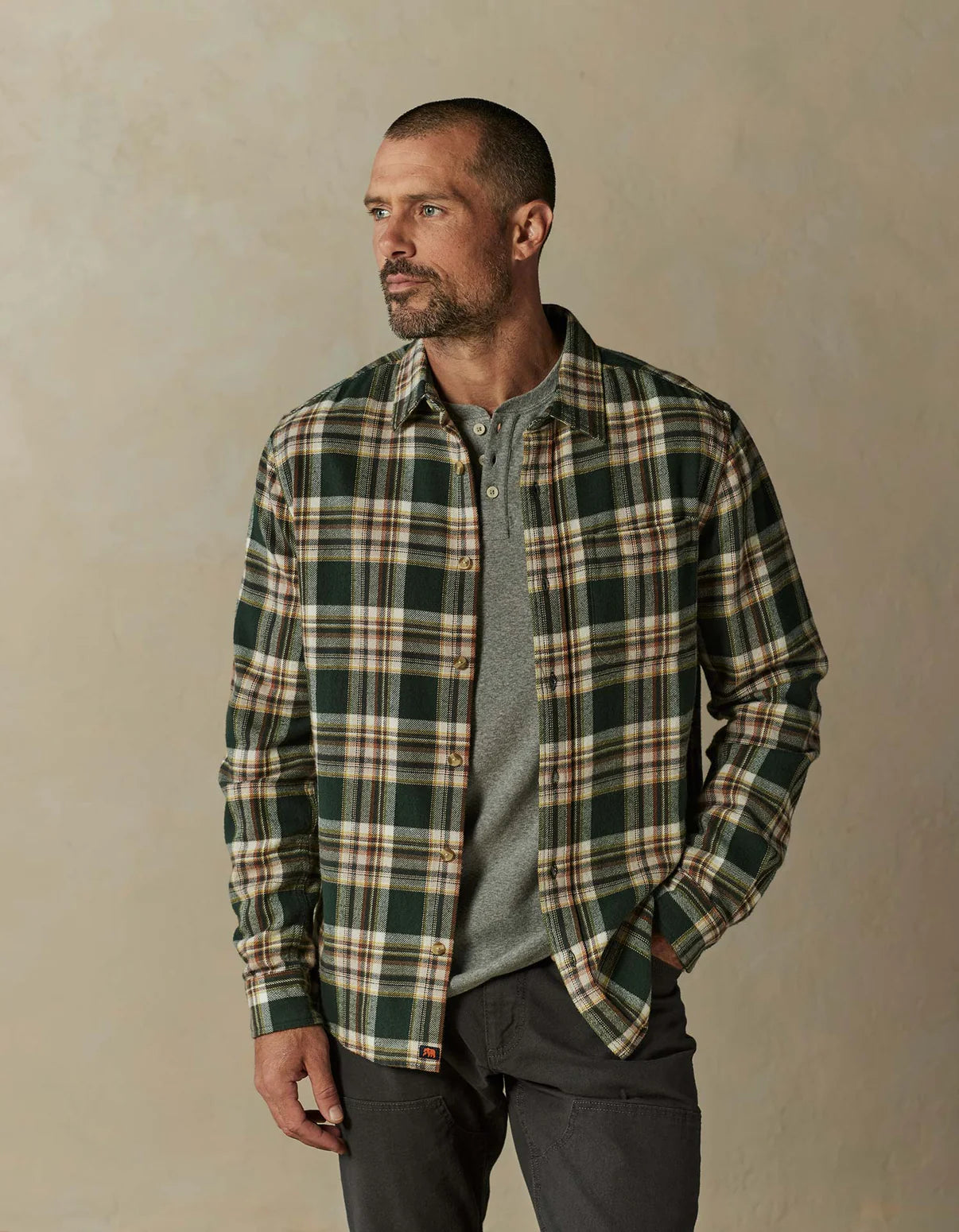 Louis Heavyweight Flannel Overshirt in Elmwood Plaid from The Normal Brand.