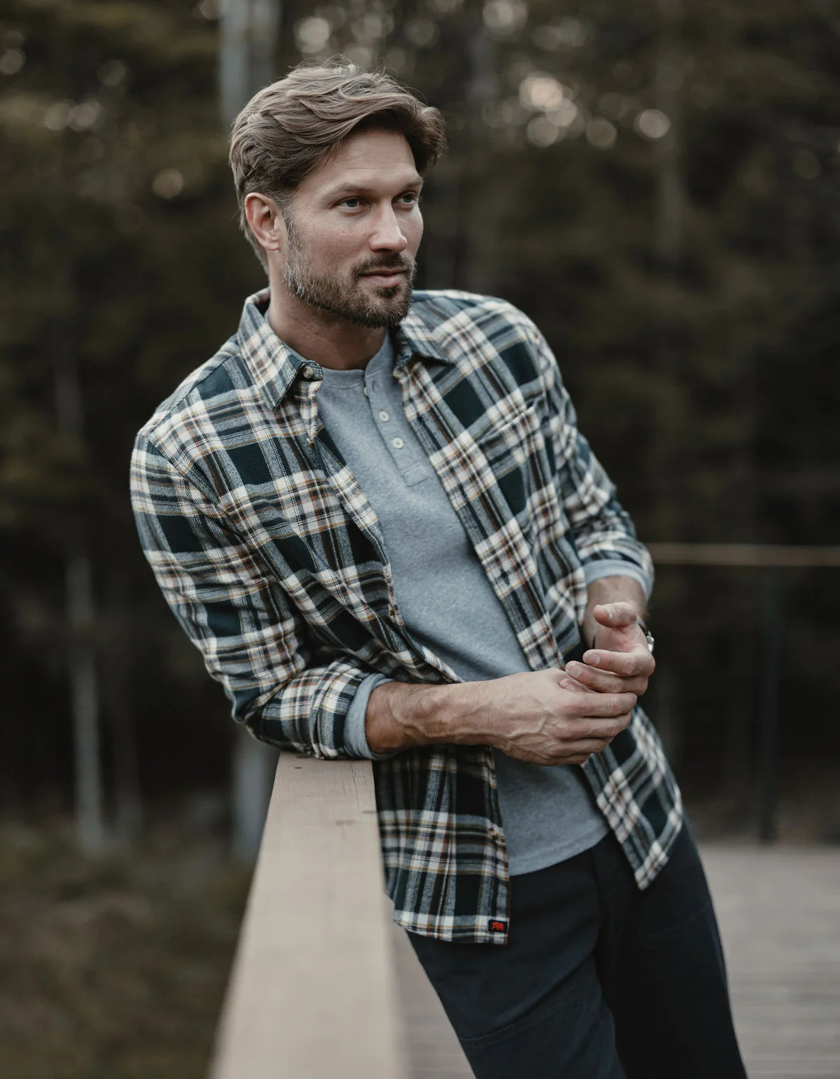 Louis Heavyweight Flannel Overshirt in Elmwood Plaid from The Normal Brand.