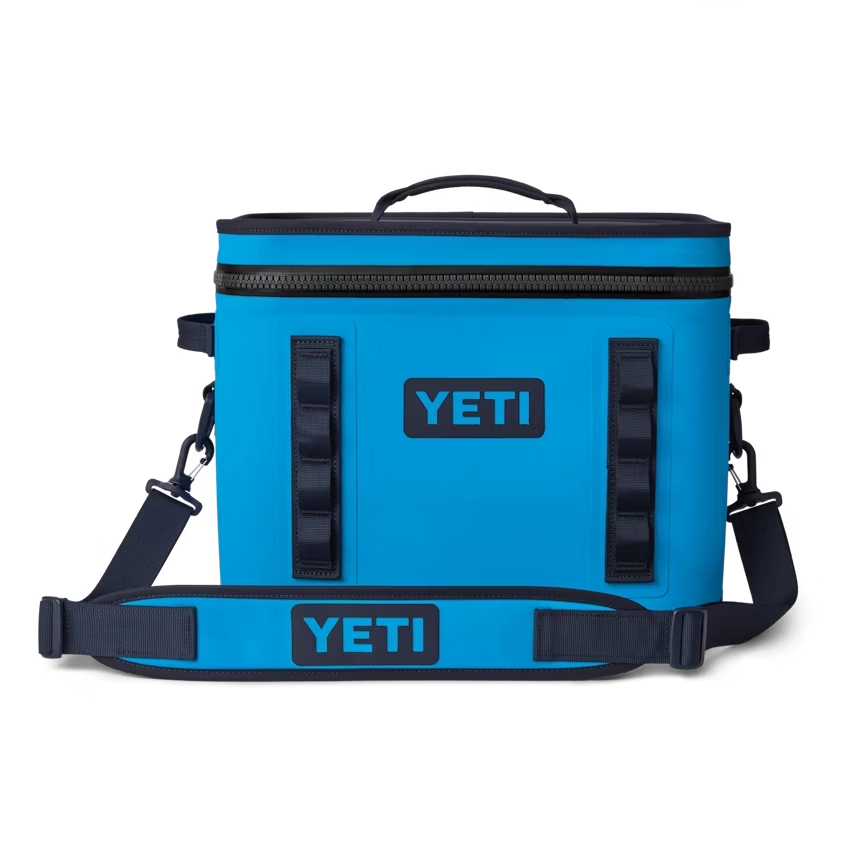 YETI Hopper Flip 18 Soft Cooler in Big Wave Blue and Navy.