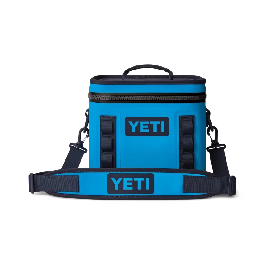 YETI Hopper Flip 8 Soft Cooler in Big Blue Wave and Navy.