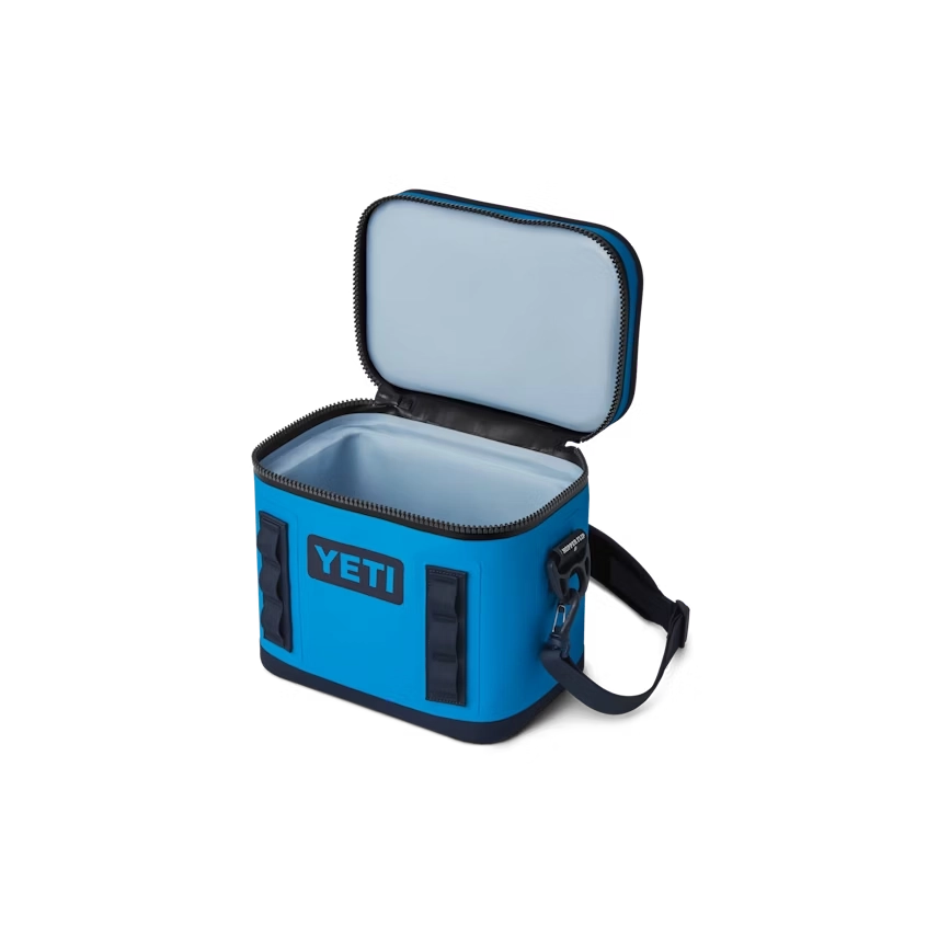 YETI Hopper Flip 8 Soft Cooler in Big Blue Wave and Navy.