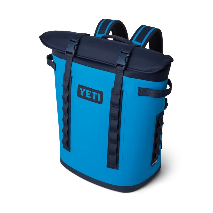YETI M20 Backpack Soft Cooler in Big Wave Blue & Navy.