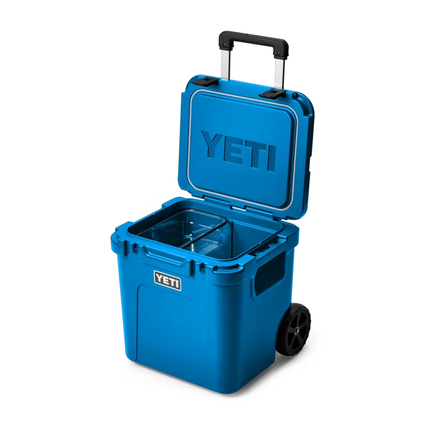 YETI Roadie 48 Wheeled Cooler in Big Wave Blue.