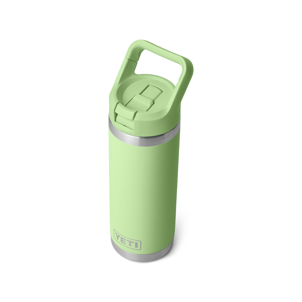 YETI 18 oz water bottle with matching color lid. The bottle is Key Lime.