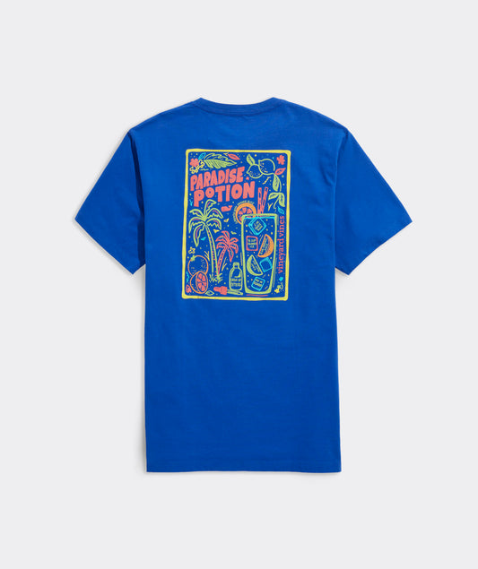 Vineyard Vines men's paradise potion blue t-shirt, full view of the back.  1680