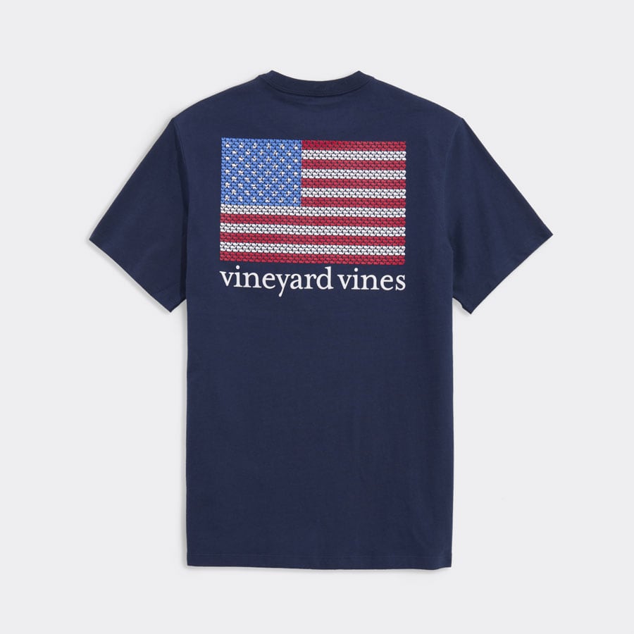 Micro Whale American Flag Short Sleeve Tee